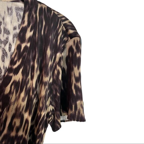 Elie Tahari Leopard Short Sleeve Wrap Dress Size Small - Picture 4 of 5
